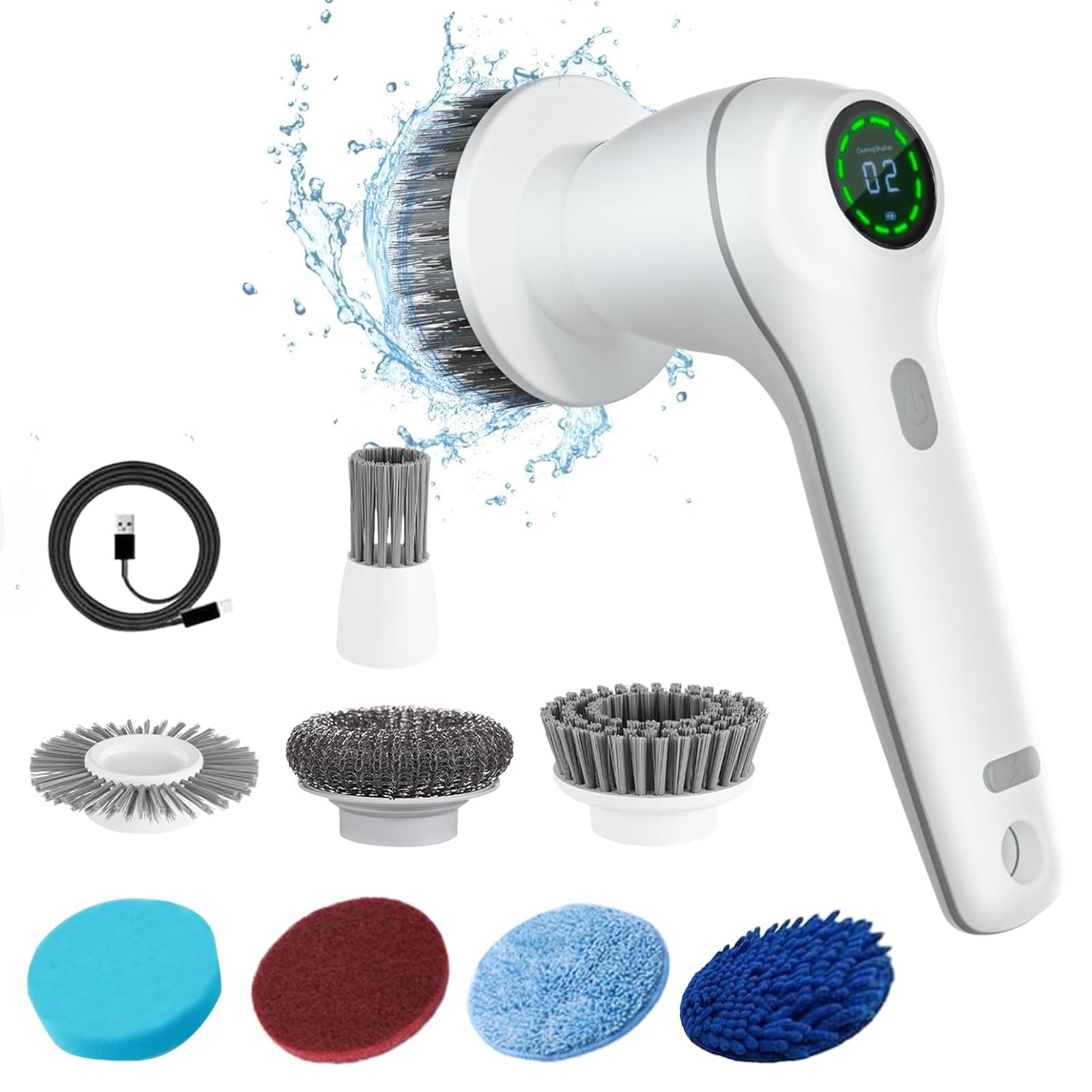 Cepillo De Limpieza Eléctrico, Fregadora Giratoria De Mano For Limpieza Del Hogar Con Rendimiento Impermeable IPX7, Fregadoras Eléctricas Inalámbricas Multiusos For Limpieza De Baños, Baños, Cocinas