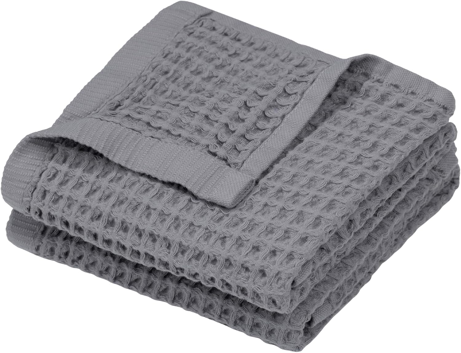 DEMMEX Organic Cotton Waffle Weave Turkish Hand Towels for Bathroom & Kitchen, Large 20x30 in, 100% Oeko-TEX Certified Ultra Soft Cotton, Lightweight Quick Dry Waffle Hand Towels, Set 2 (Blush Pink)