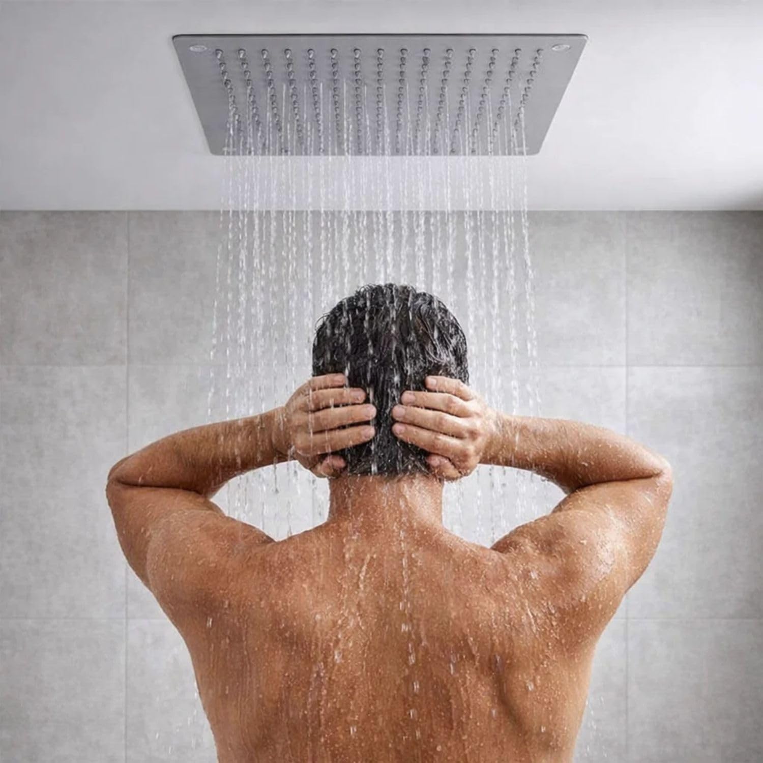 Soffione Doccia a Soffitto Installazione da Incasso Acciaio Inox Quadro