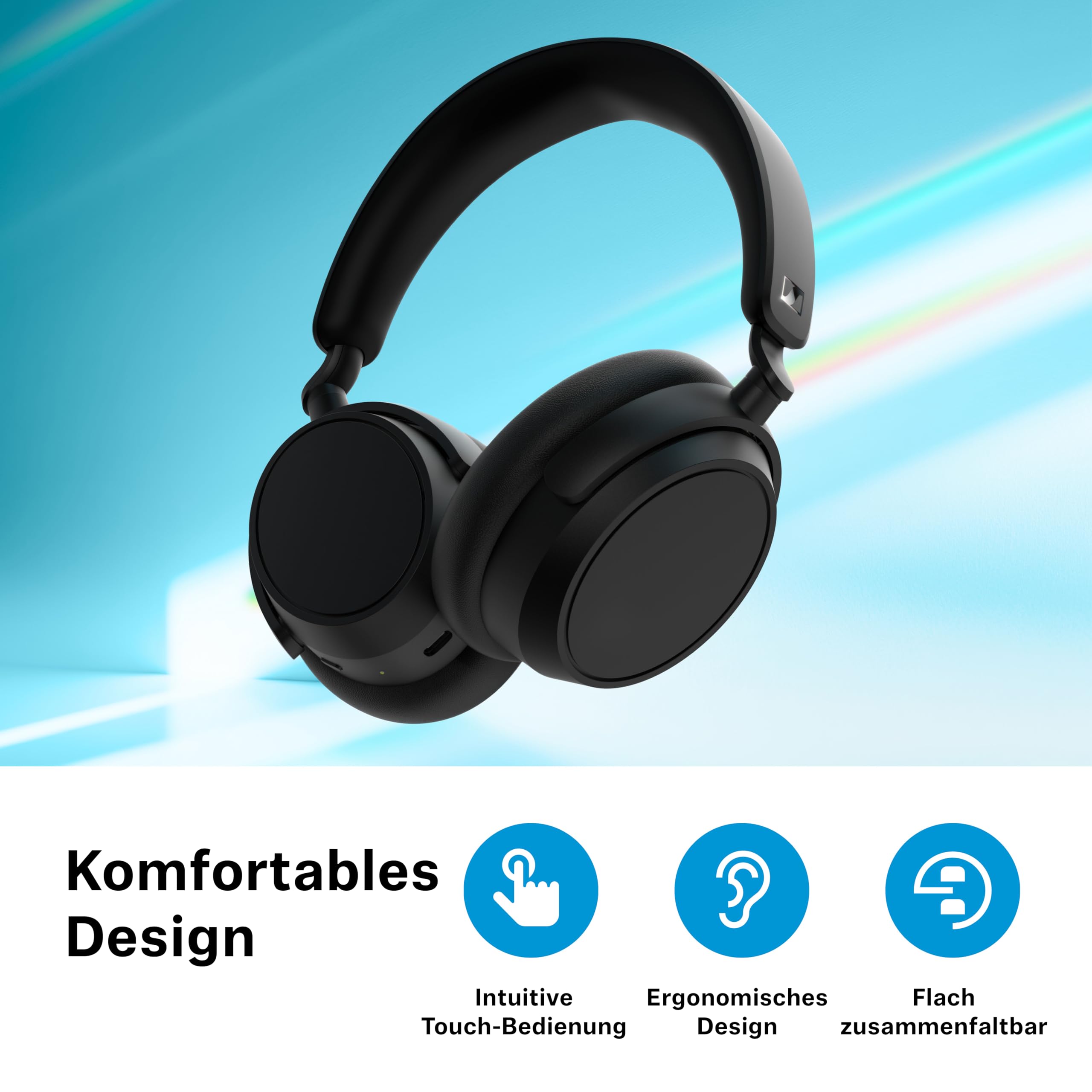 Sennheiser ACCENTUM Plus Wireless Noise Cancelling Headphones - Quick-Charge-Funktion, 50 Std. Akkulaufzeit, adaptives Hybrid-ANC, kabellose Bluetooth Over-Ear Kopfhörer für Reisen, Schule, schwarz