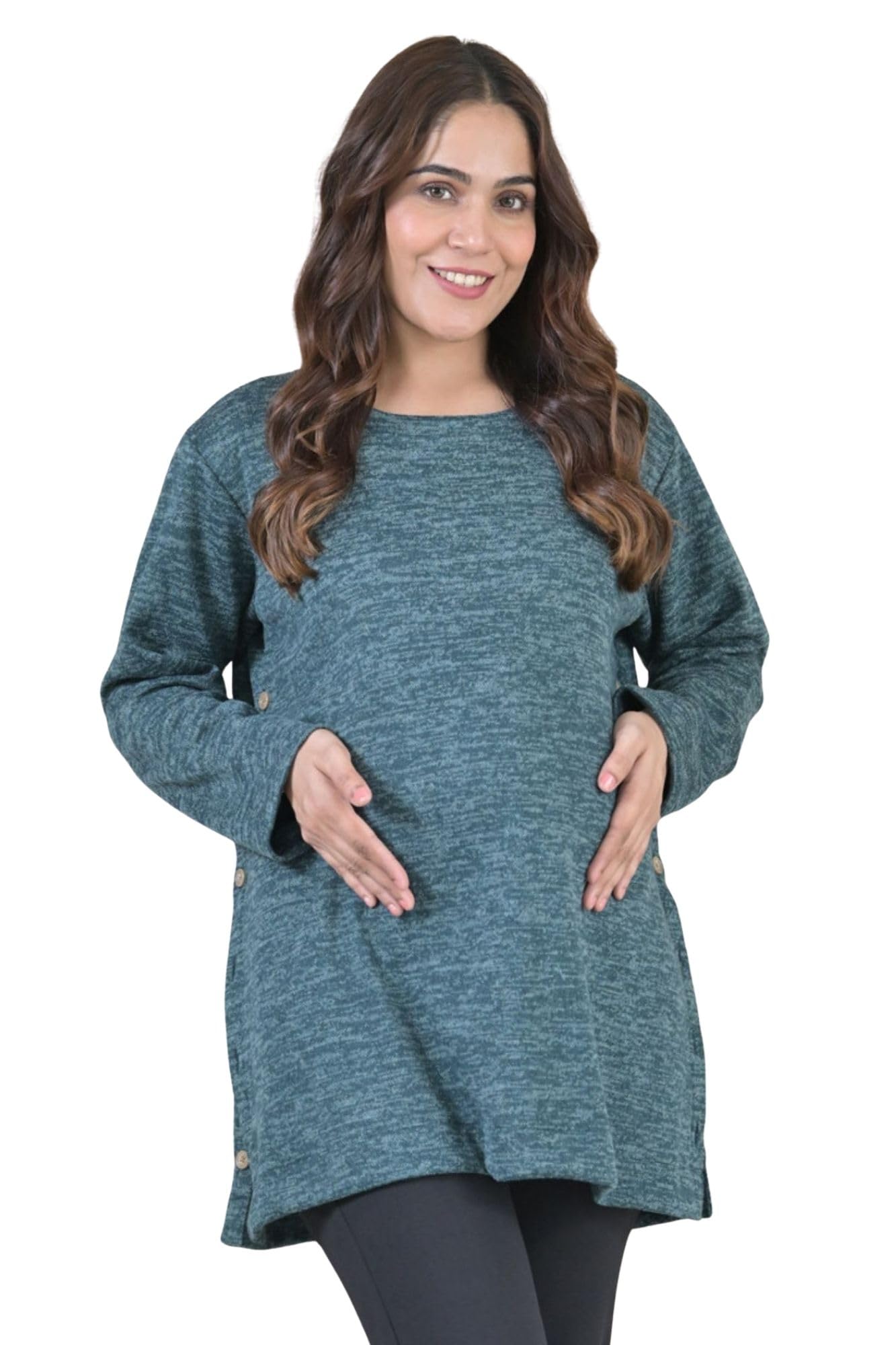 Midnight Blue Ribbed Maternity Stretchable Top-image-35