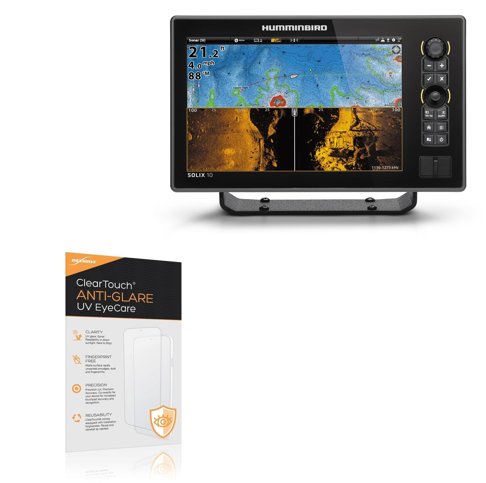 BoxWave Screen Protector Compatible With Humminbird SOLIX 10 CHIRP - ClearTouch Anti-Glare Anti-UV EyeCare (2-Pack), Filters out Harmful Blue Light Reduce Fatigue