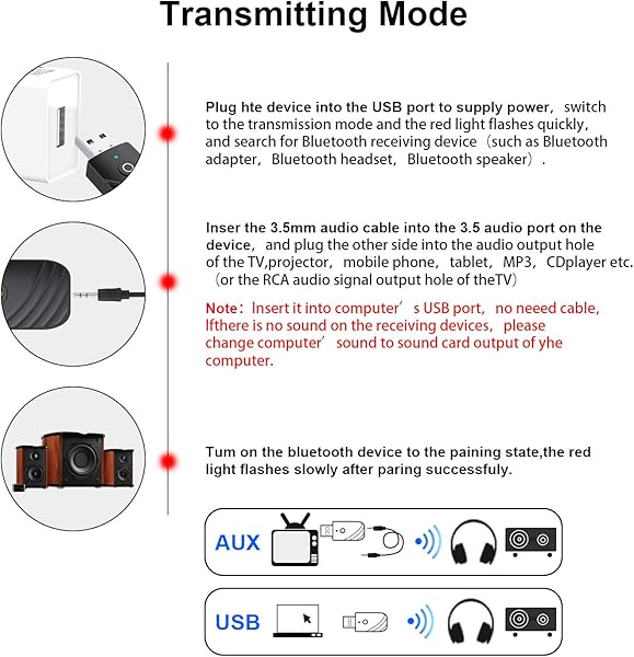 Adattatore Bluetooth 5 0 USB USB Trasmettitore Ricevitore Bluetooth 5 0 Mini 3 in 1 Adattatore con 3 5mm AUX Wireless Bluetooth Adattatore Audio per TVPCAltoparlantiTelefoniAutoradio