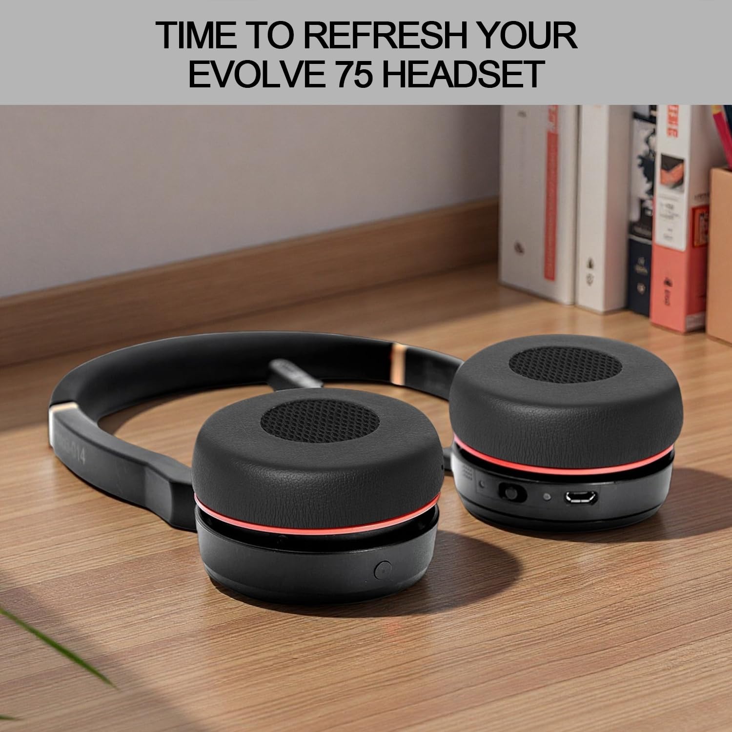 Gvoears Evolve 75 - Almohadillas de Repuesto para Jabra Evolve 75 (75UC 75MS 75SE) con Espuma viscoelástica de Alta Densidad