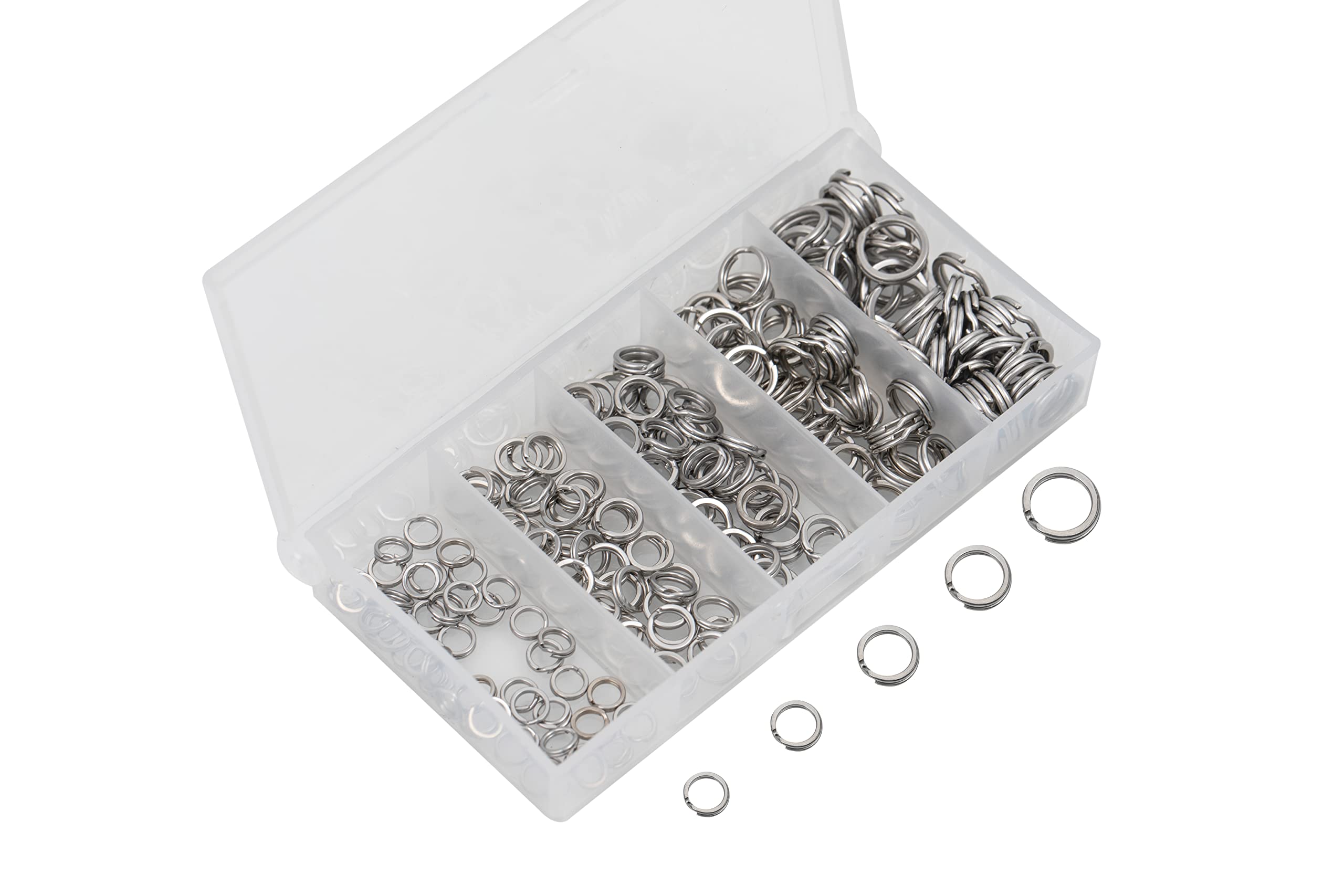 GREATFISHING 200PCS High Strength Heavy Stainless Steel Split Ring Lure Tackle with Fishing Pliers 30lb to 120lb Test(200pc 5-9mm Ring)