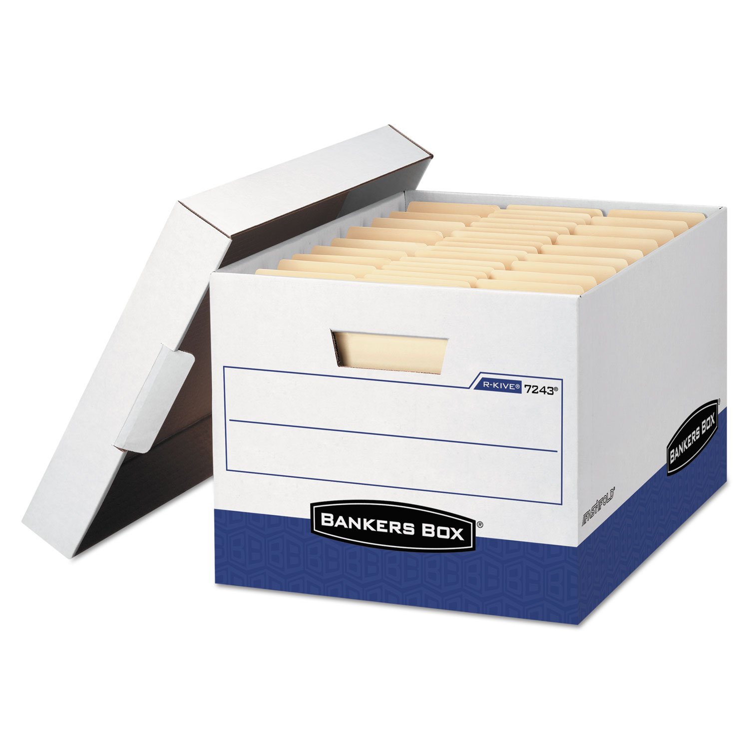 Bankers Box12-Pack R-Kive Heavy Duty File Storage Boxes with Lids, FastFold Assembly, Letter/Legal, (07243)