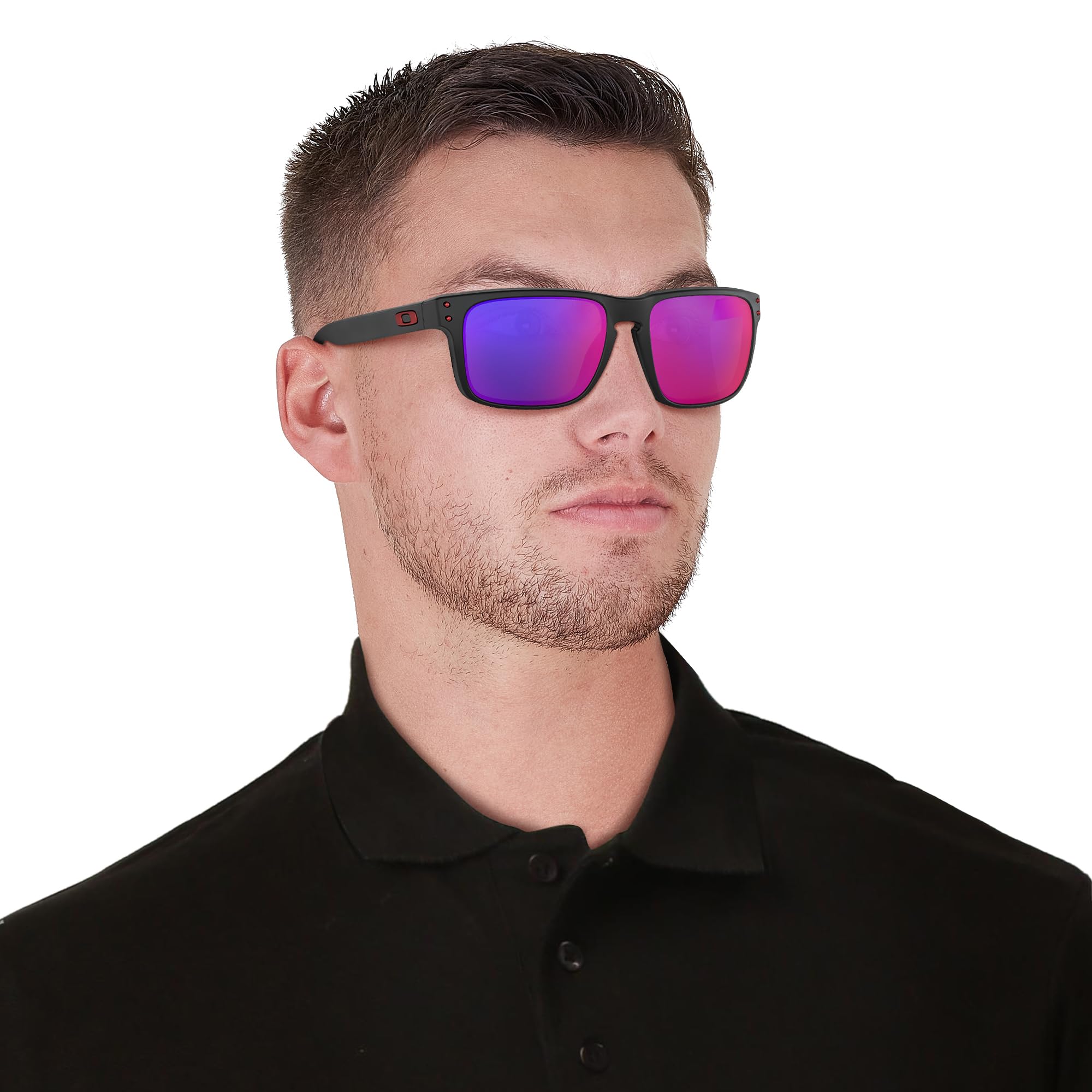 Oakley Sonnenbrille Holbrook W/Warm, 55, Matte Black / Positive Red Iridium