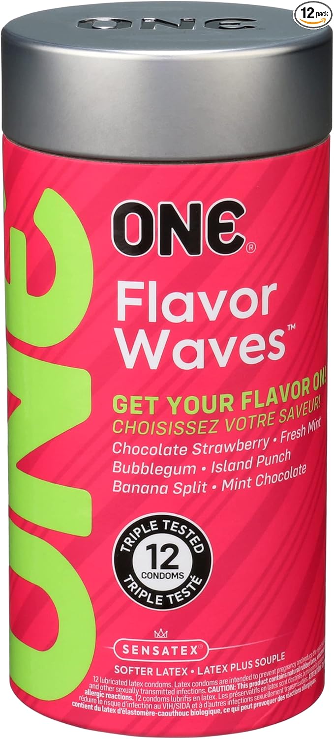 ONE Condoms FlavorWaves | Assorted Flavors Condoms, Latex Condoms 12 Pack