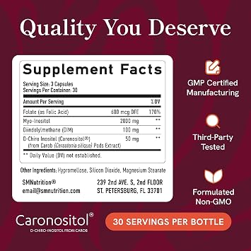 Ovarian Support for Hormone Balance for Women | Healthy Ovulation, Menstrual Cycle & Reproductive Health Support | DIM Supplement with Myo-Inositol & D-Chiro Inositol & Folate Complex | 30 Day Supply
