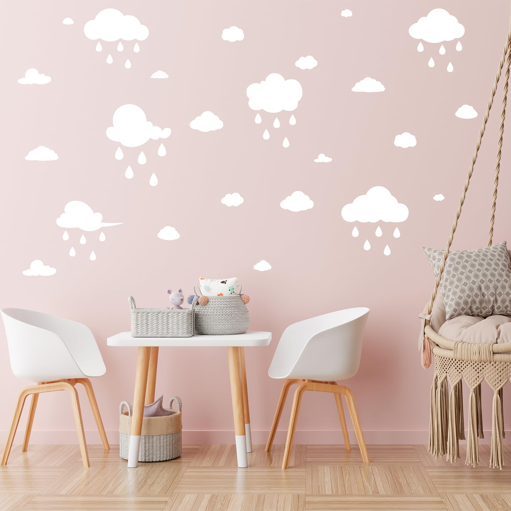 Quanyuchang Large White Clouds and Raindrops Wall Decals - Image 3