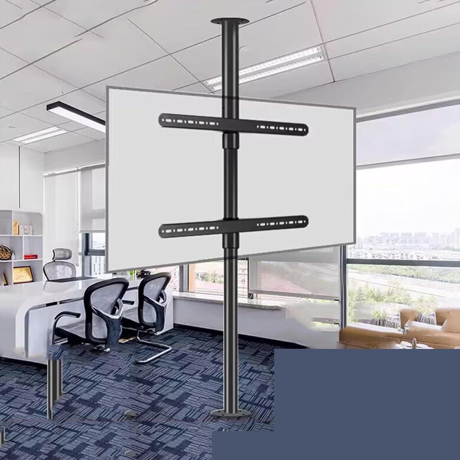 Support TV de sol hauteur 205cm avec cadre rotatif à 360 degrés pour écran LED