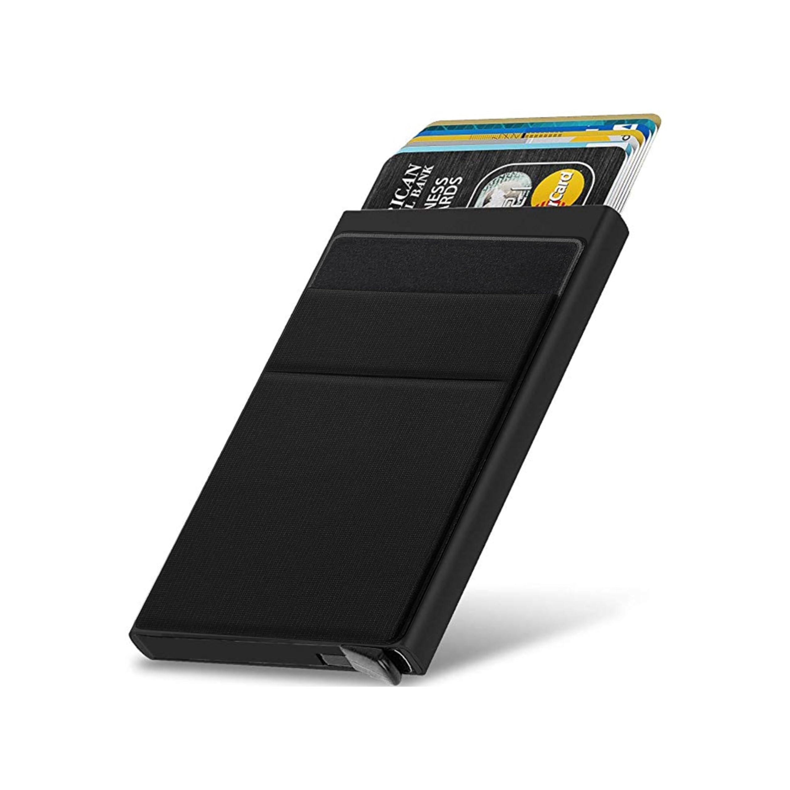 VOGARD RFID-Blocking Pop-Up Wallet – Slim Aluminum Credit Card Holder for Men & Women with Quick-Access Trigger, Front-Pocket Minimalist Design, Holds Upto 10 Cards (Black)