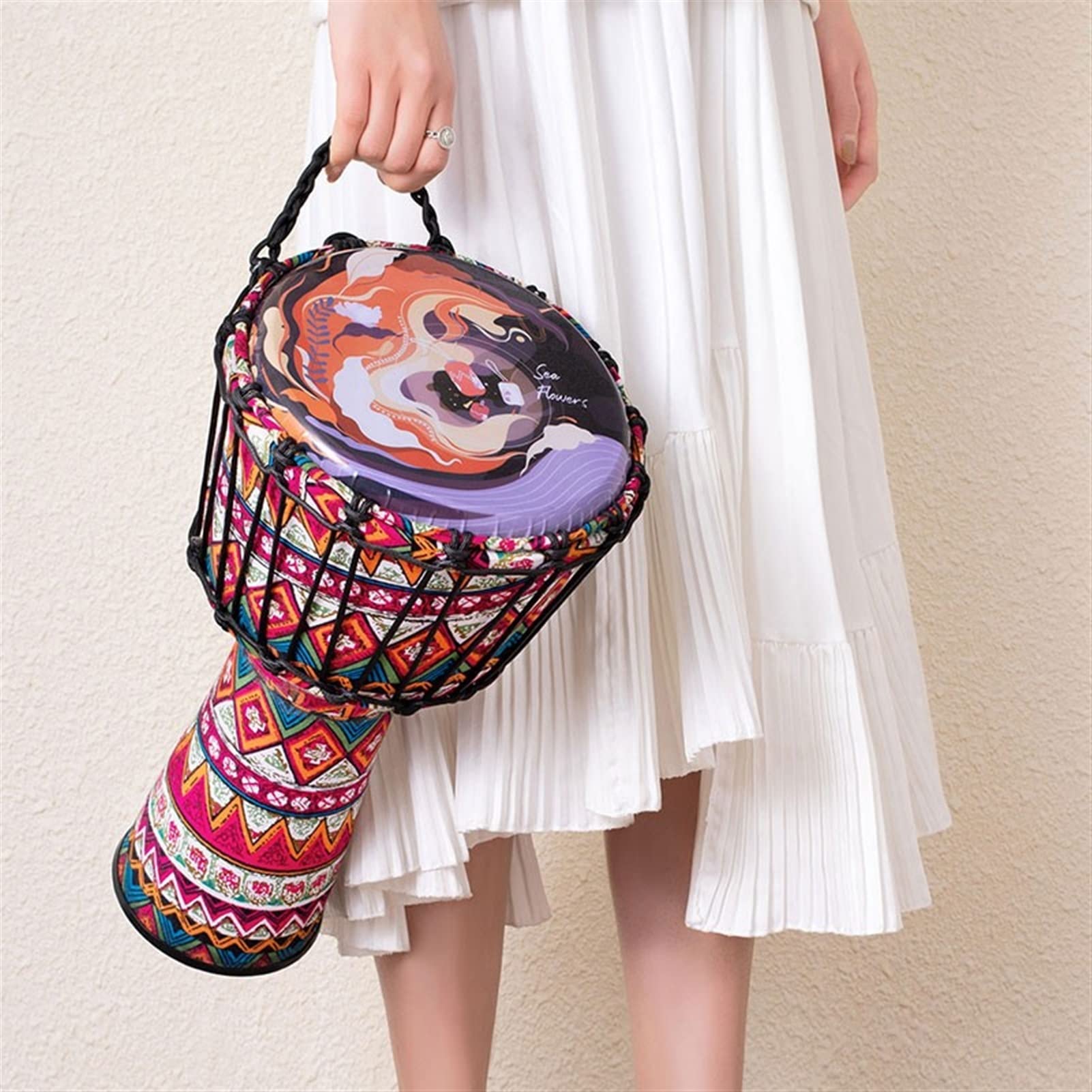 TSTS Djembé Djembe pour Débutants, Tambourin pour Enfants, Abdos Dessin Animé Tambourin De Tissu Coloré De 8 Pouces De 8 Pouces