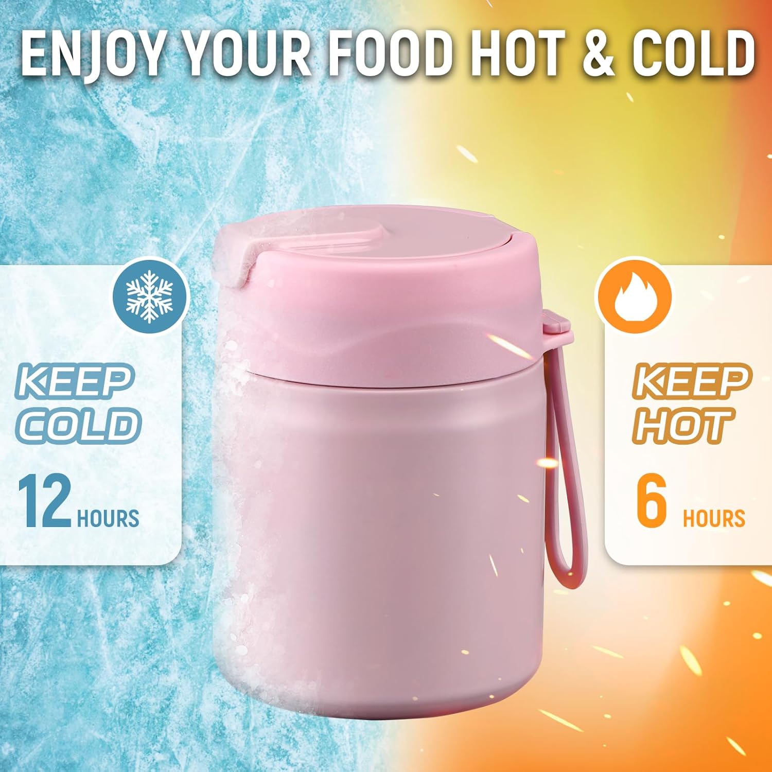 17oz Soup Thermo for Hot Food Kids Insulated Vacuum Food Jar with Stainless Steel Spoon Wide Mouth Thermo Leakproof Lunch Food Container Kids Hot Lunch Box (Pink) - Image 3
