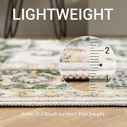 Miniatura 4 de Cochyean Alfombra lavable de 8 x 10 pies para sala de estar, resistente a las manchas, alfombra de área grande para dormitorio, alfombra vintage