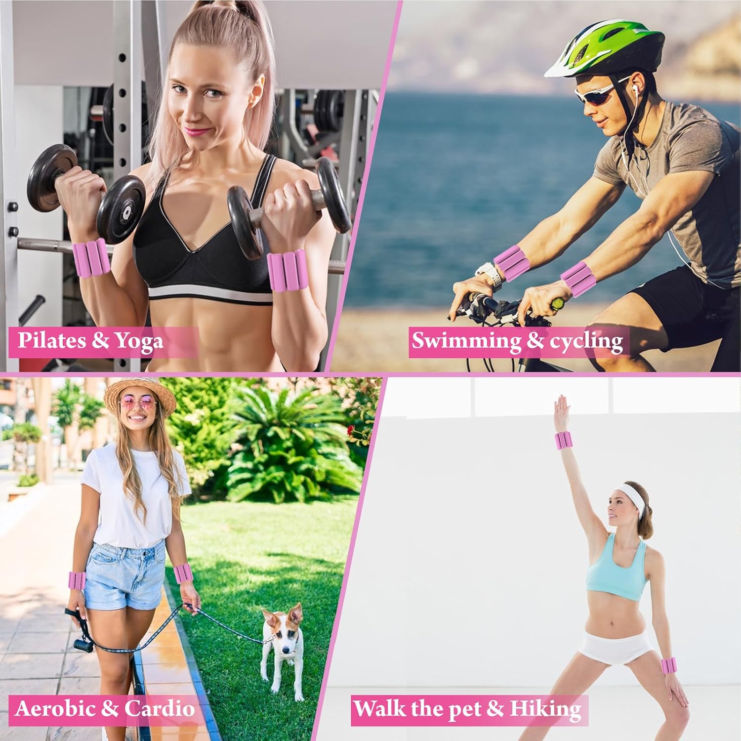 女性用リストウェイト 2個セット (各1ポンド)、調節可能なシリコンアンクルとリストウェイト レディース 快適フィット 筋力トレーニ