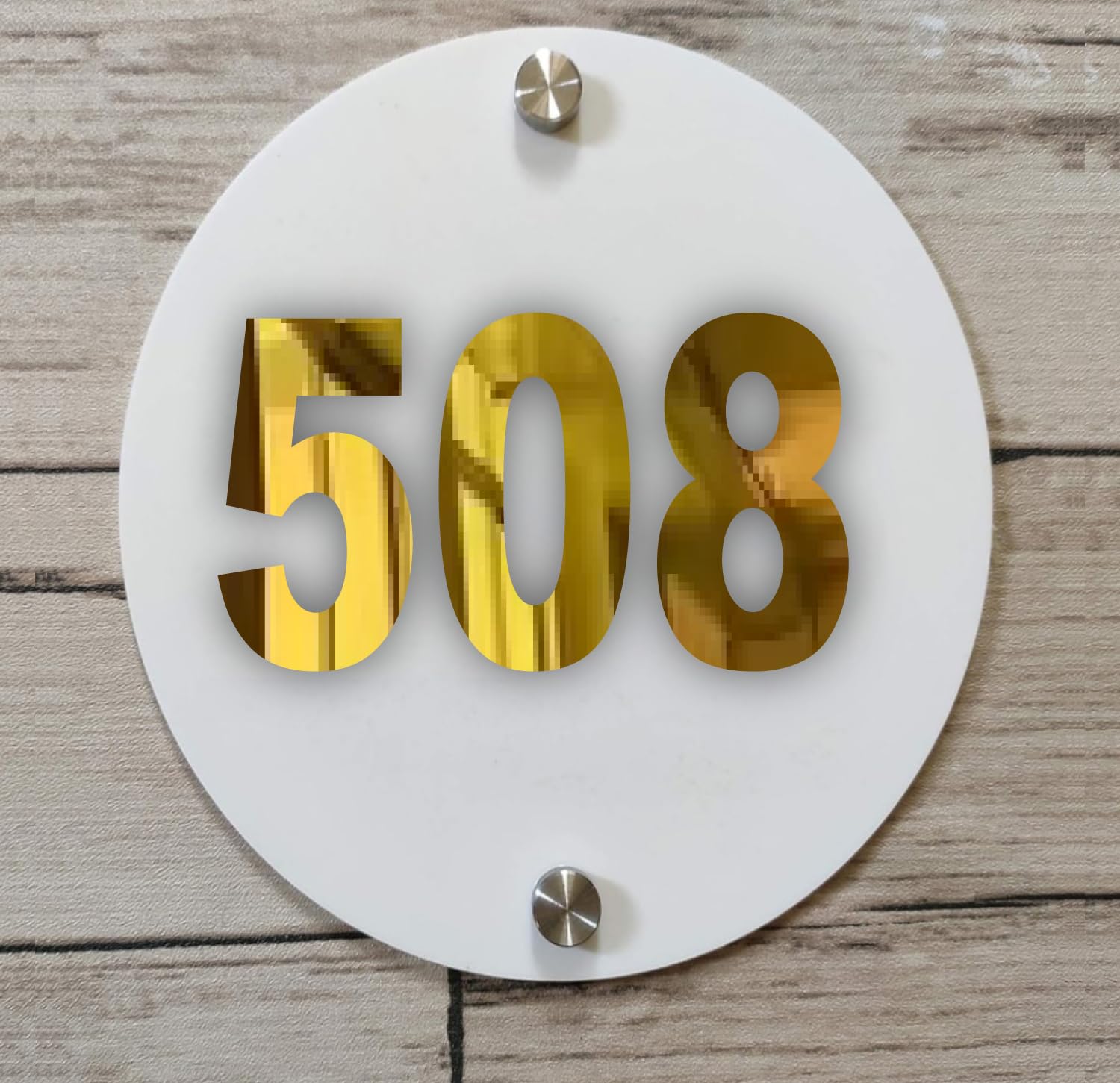 Room Number Plate No 508 | White Acrylic Number Plate Fixed On PVC Sticker with Double Side Tape On Backside-image-19