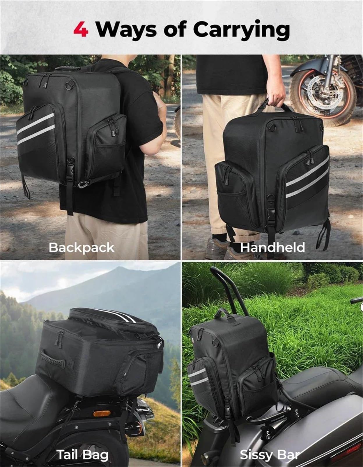 Accessori Moto Borsa Coda Viaggio Per Bagagli 40 Litri Per Sedile Posteriore Con Portapacchi