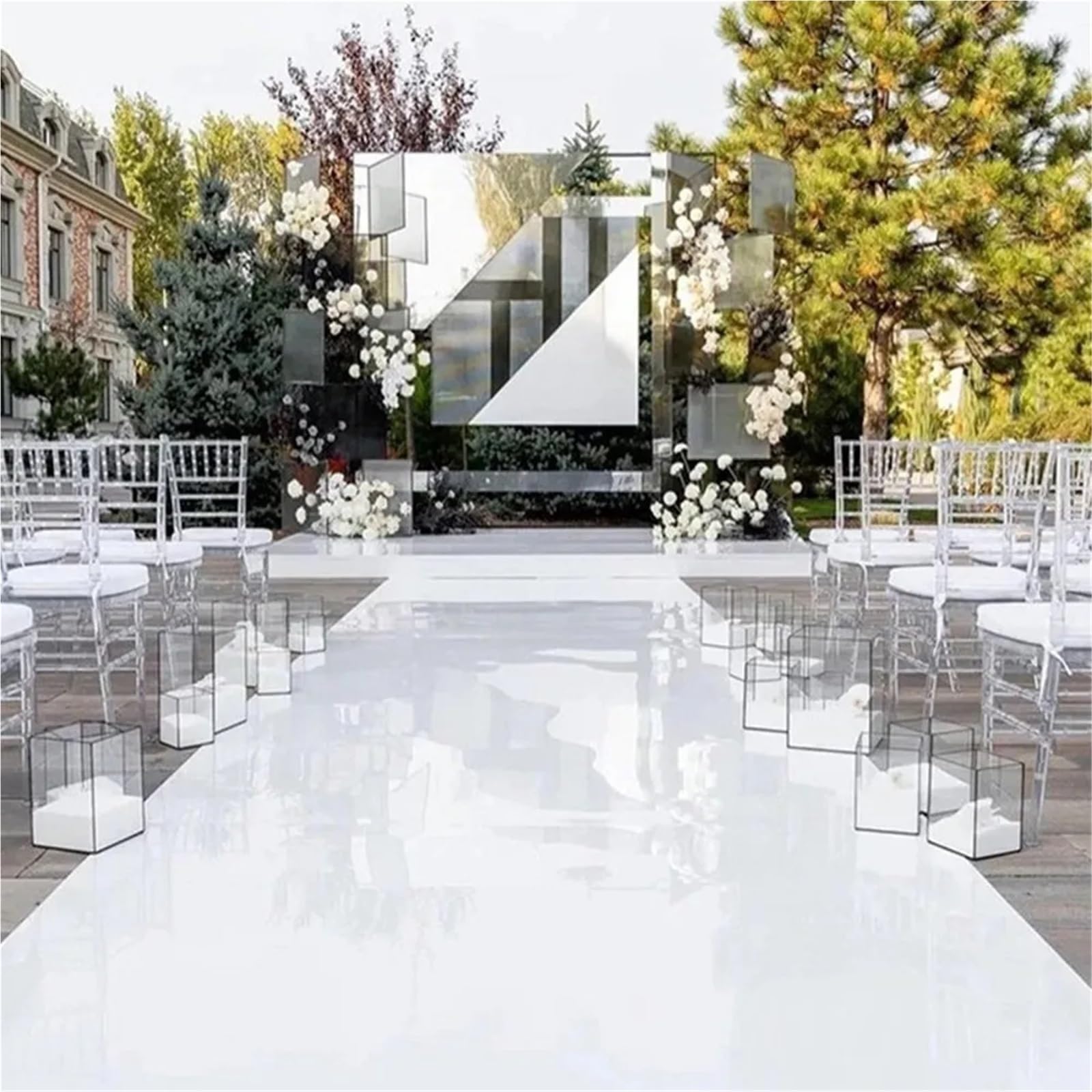 Hochzeitsteppich Spiegelteppich-Gangläufer mit Gold und Silber for Hochzeitsbevorzugungen Partydekoration(Gold,2m)