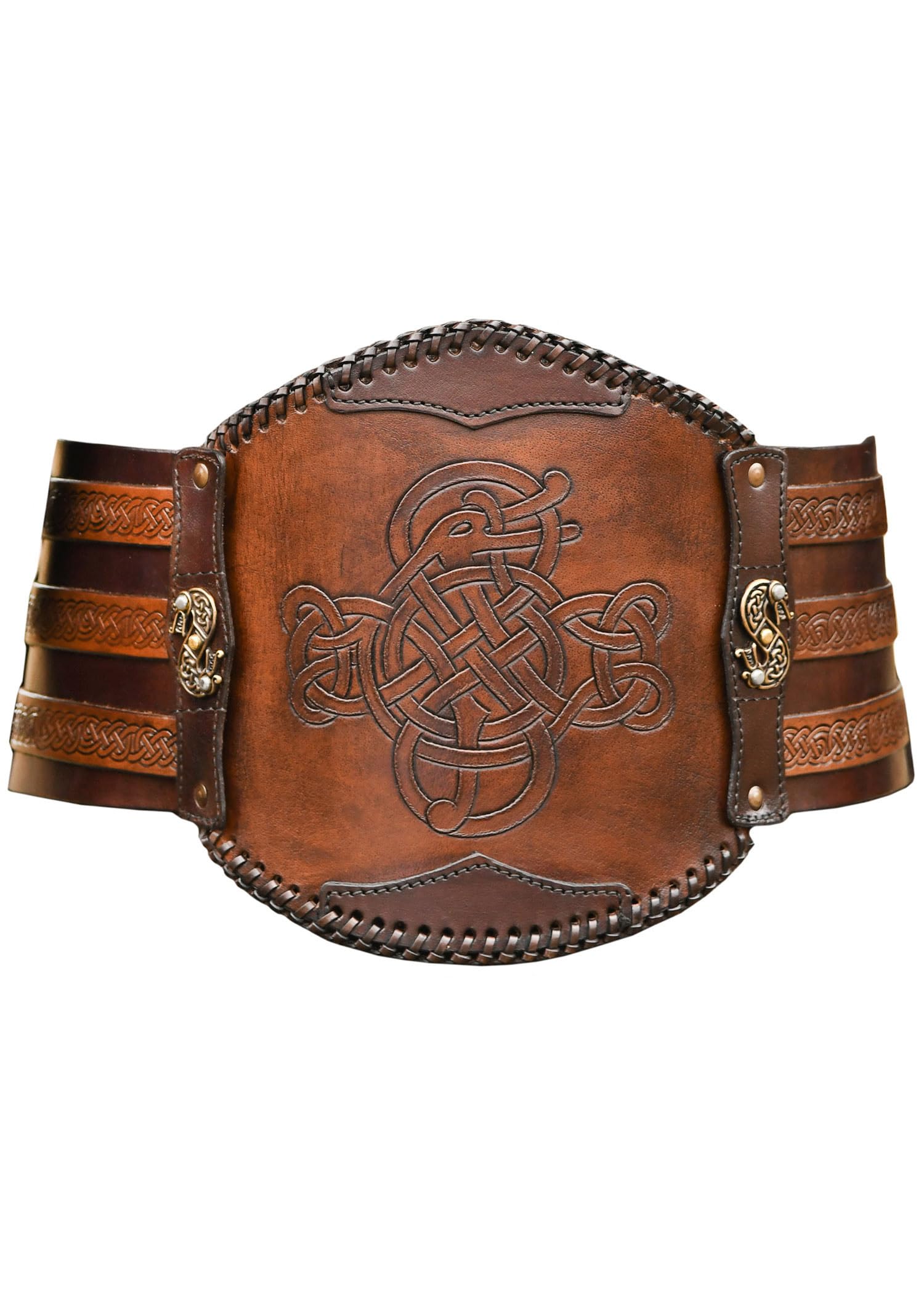 Battle-Merchant - Wikinger Gürtel aus echtem Leder mit Prägung - Unisex - Ideal für Mittelalter LARP und Fantasy Cosplay