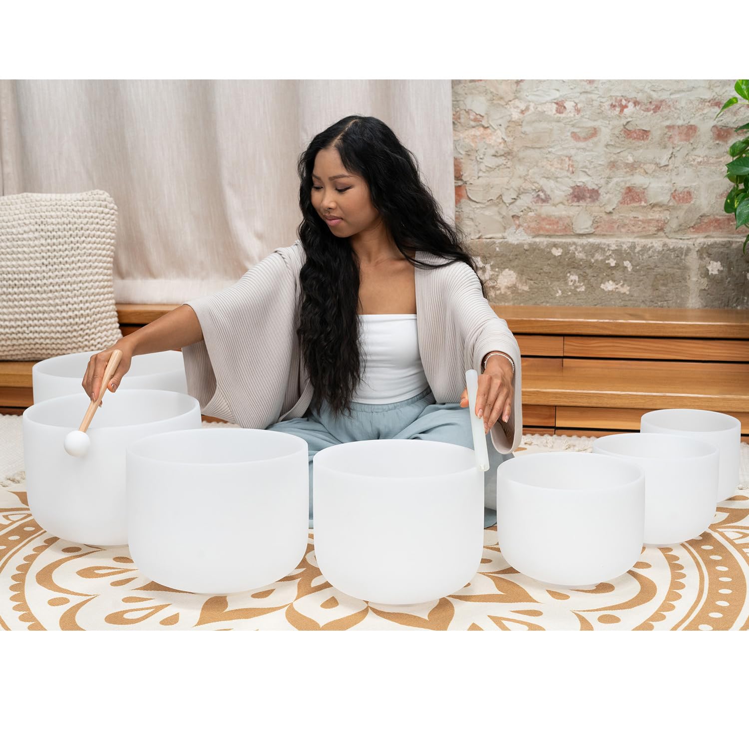 Meinl Sonic Energy CSBSETCHA Crystal Singing Bowl Chakra zestaw z kamertonem keepdrum