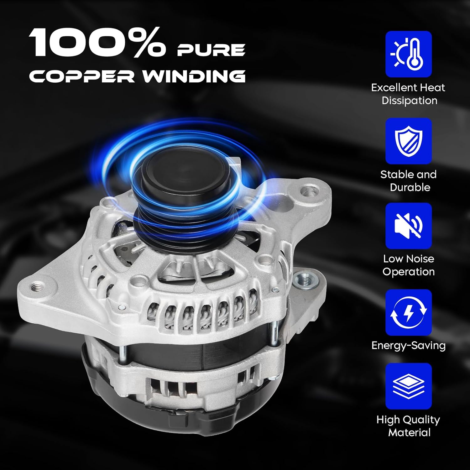 New Alternator 1.8 1.8L L4 for Toyota Corolla 2014-2019, 12V CW, 120Amp, High Output Alternator Replace for 2614390, 270600T230, FG12T050, 11693