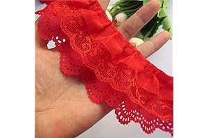 5 Yard Red Lace Embroidered Organza Trim Ribbon