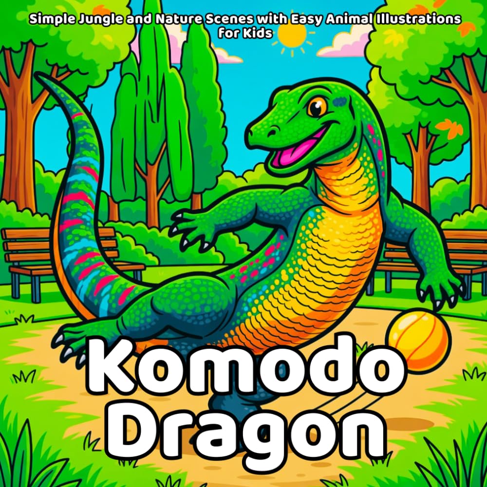 Komodo Dragon Coloring Book: Simple Jungle and Nature Scenes with Easy Animal Illustrations for Kids