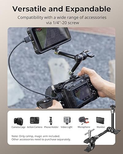 Vista 36 de SMALLRIG Super Clamp con rosca de 1/4 y 3/8 pulgadas y brazo mágico articulado de potencia de fricción ajustable de 5.8 pulgadas con tornillo