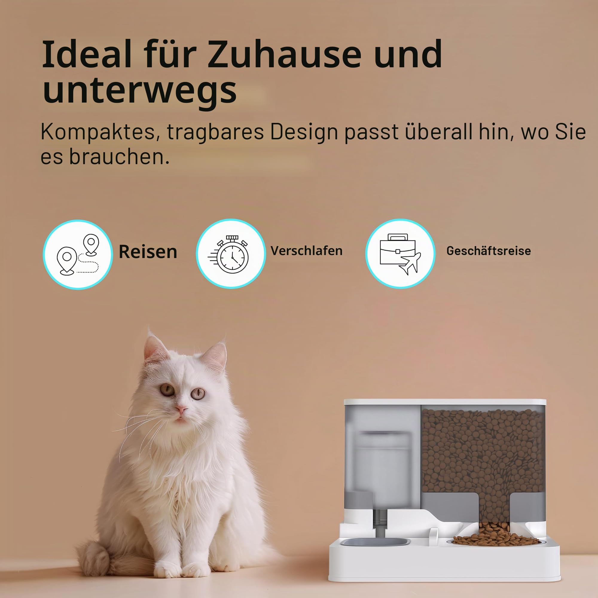 2 in 1 Automatischer Katzenfutterautomat, Alles-in-einem Automatisches Futter- und Wasserspender, Haustier-Futterautomat für Katzen und kleine Hunde, 3,8 L Schwerkraft-Haustier-Futterstation für