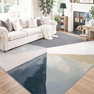 Light Gray Print Non-Slip Area Rug 3 X 5 ft - Abstract Geometric Graffiti Soft Low Pile Washable Fade Resistant Carpet, Kids & Pet Friendly Rug Floor Mat for Living Room Bedroom Kids Room Home Decor