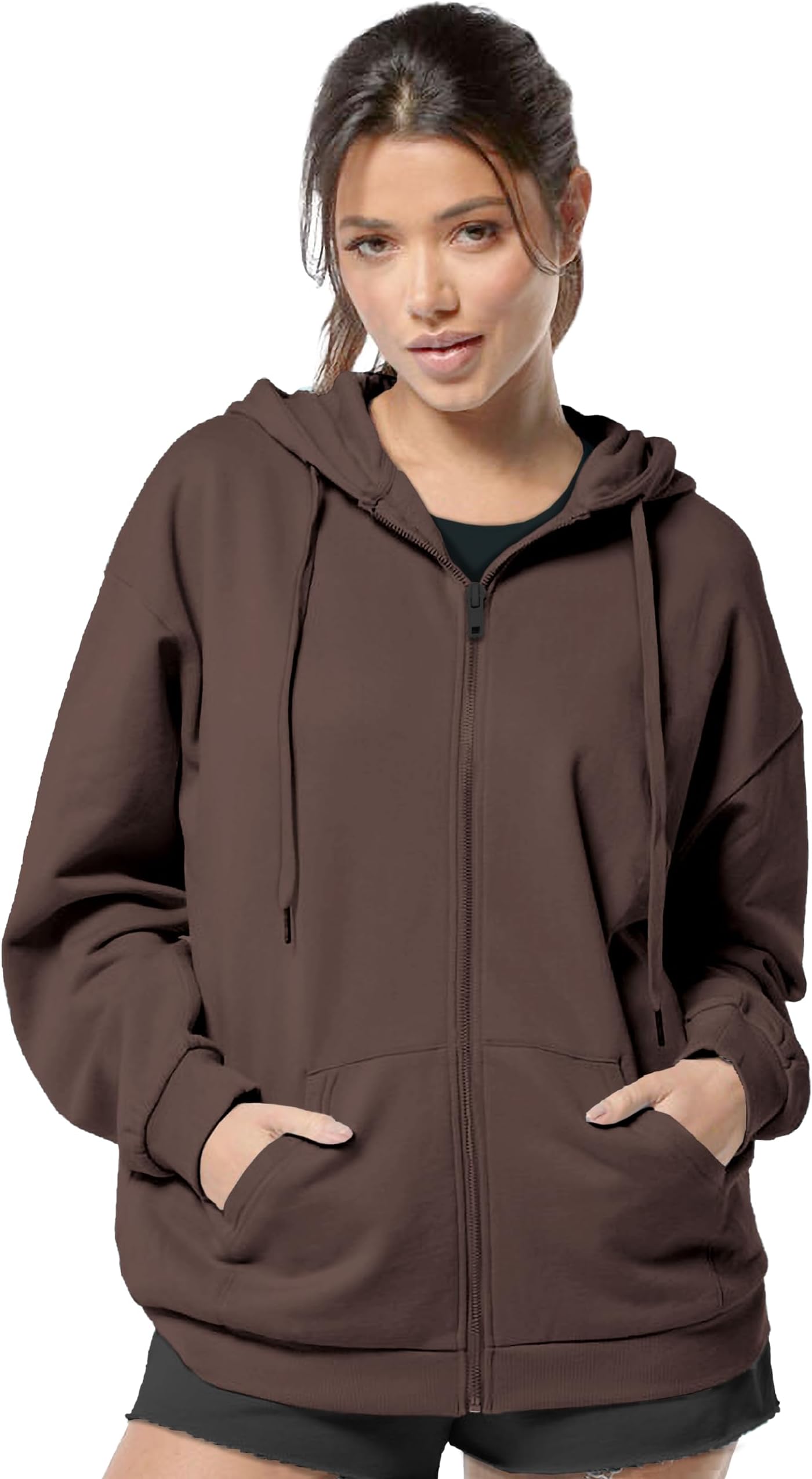 Women's Cute Hoodies Teen Girl Winter Jacket Sweatshirts Casual Drawstring Clothes Zip Up Hoodie with Pocket