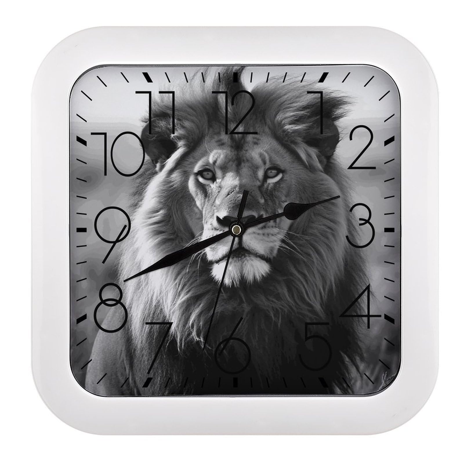 Horloge murale lion africain retro carree et silencieuse pour salon