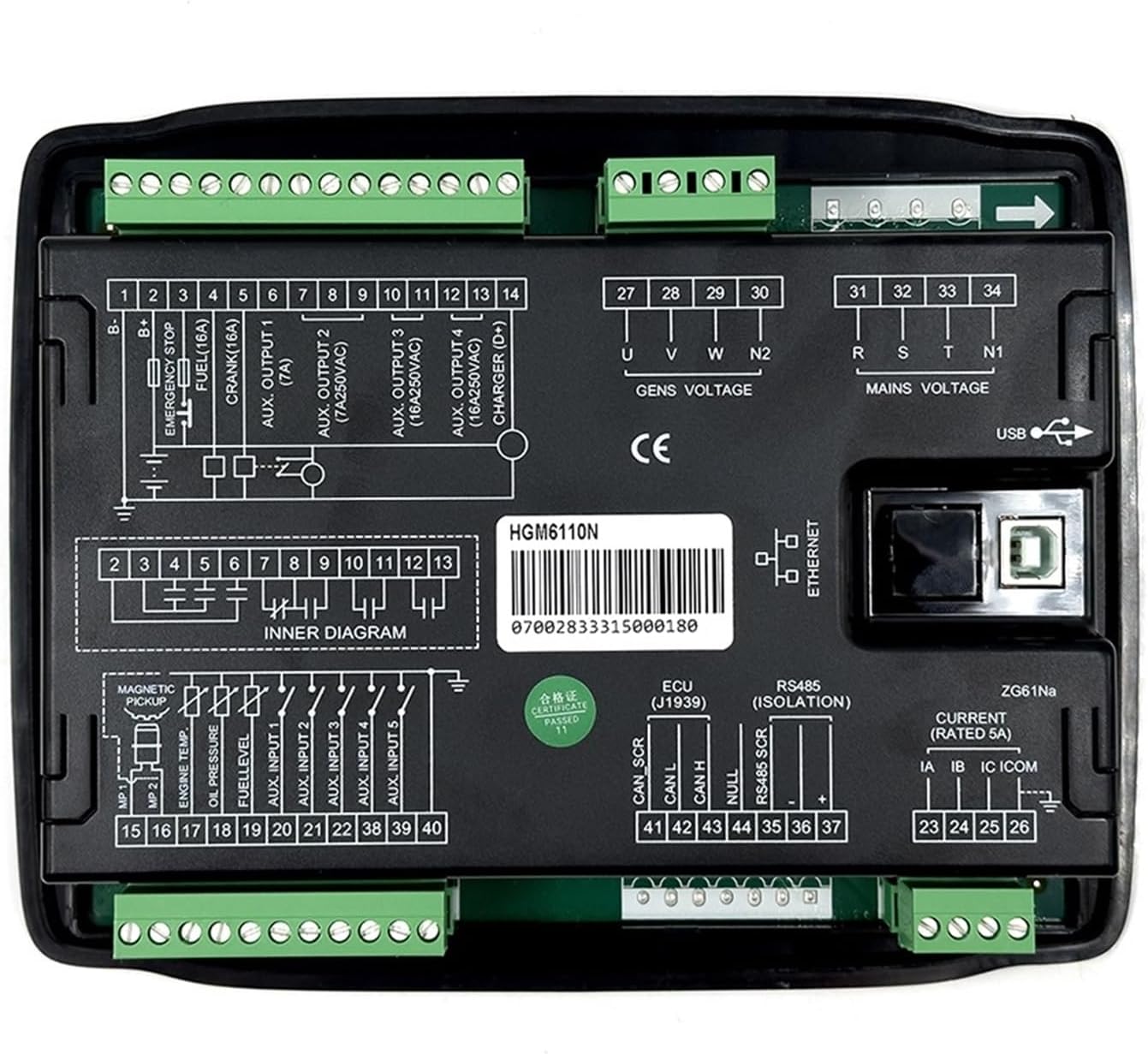 HGM6110N LCD Display Generator Controller Automation Module Genset Monitoring Equipment 1Pcs