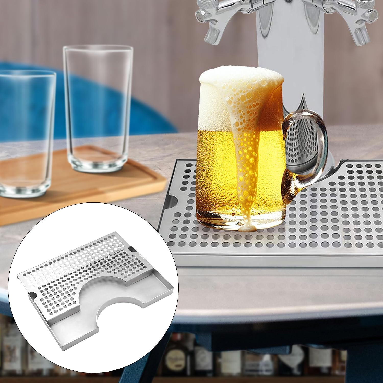 Barworks - Vassoio antigoccia per birra Kegerator, in acciaio inox, con