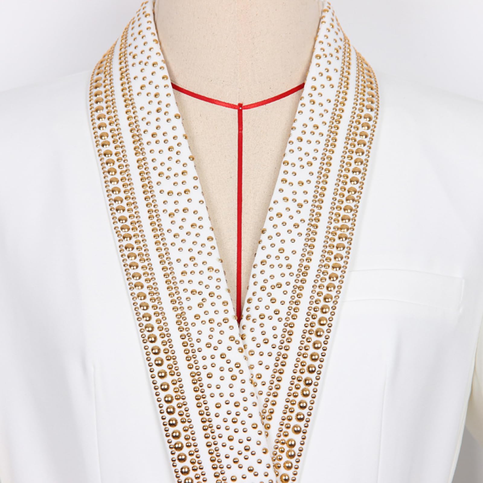 Giacca da Donna di Lusso Modello Blazer Doppiopetto Alla Moda con Strass Scintillanti Collo A Scialle e Cintura