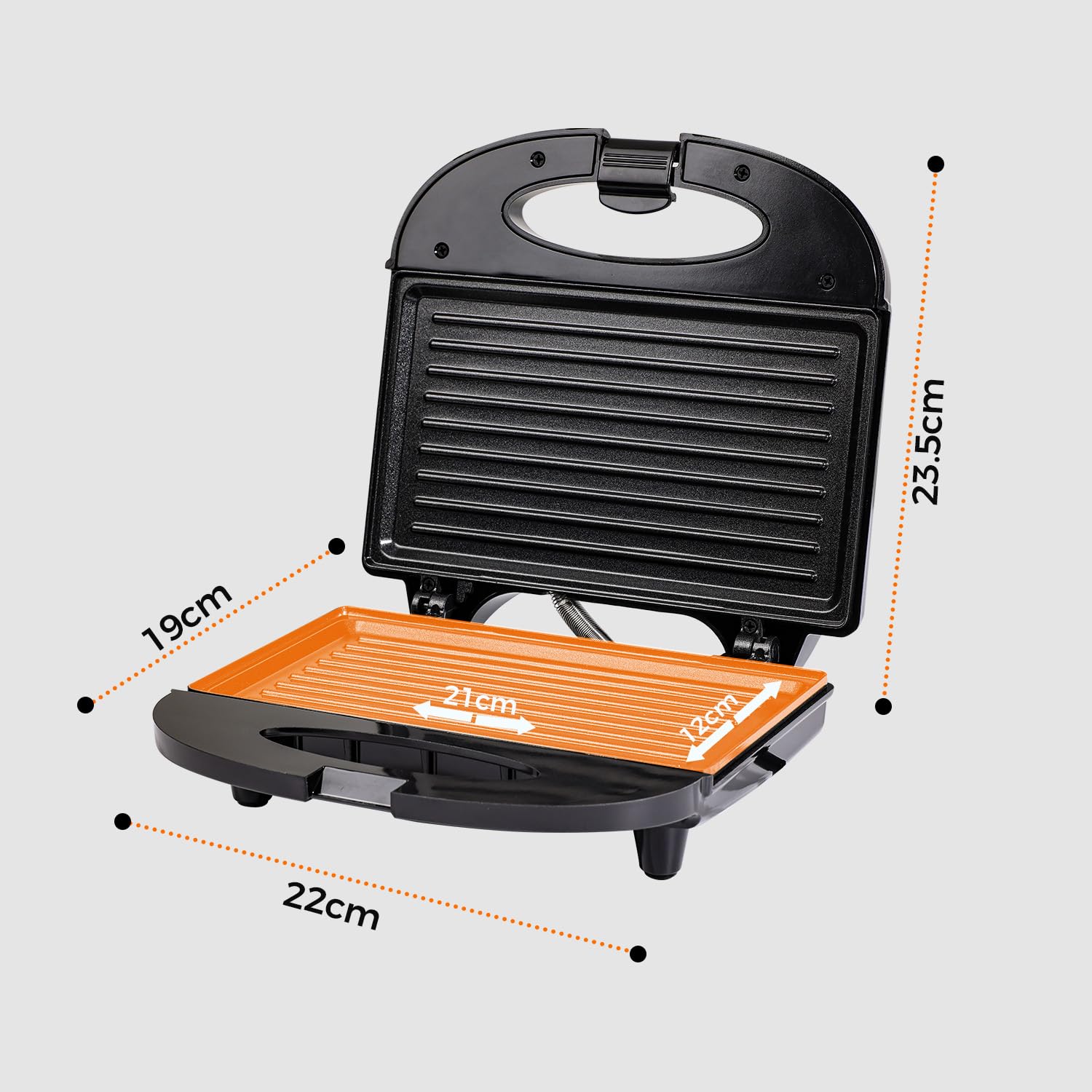 Nirva Appareil à sandwichs double - 750 W, Revêtement antiadhésif, forme classique à deux compartiments pour 2 sandwichs, chauffe rapidement, poignée isolée thermiquement, noir