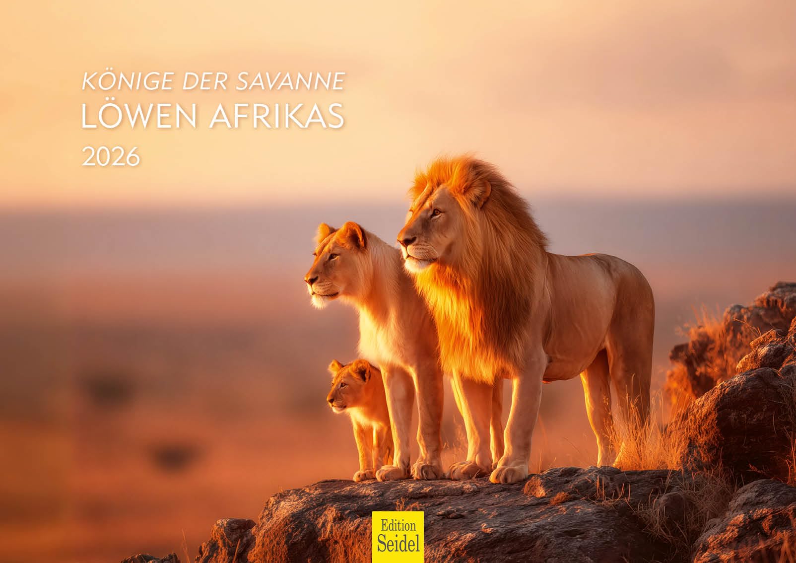 Edition Seidel Premium Calendar Kings of Savannah Lions of Africa 2026 Format DIN A3 Wall Calendar Kings of the Wild Africa Wild Animal Cheetah