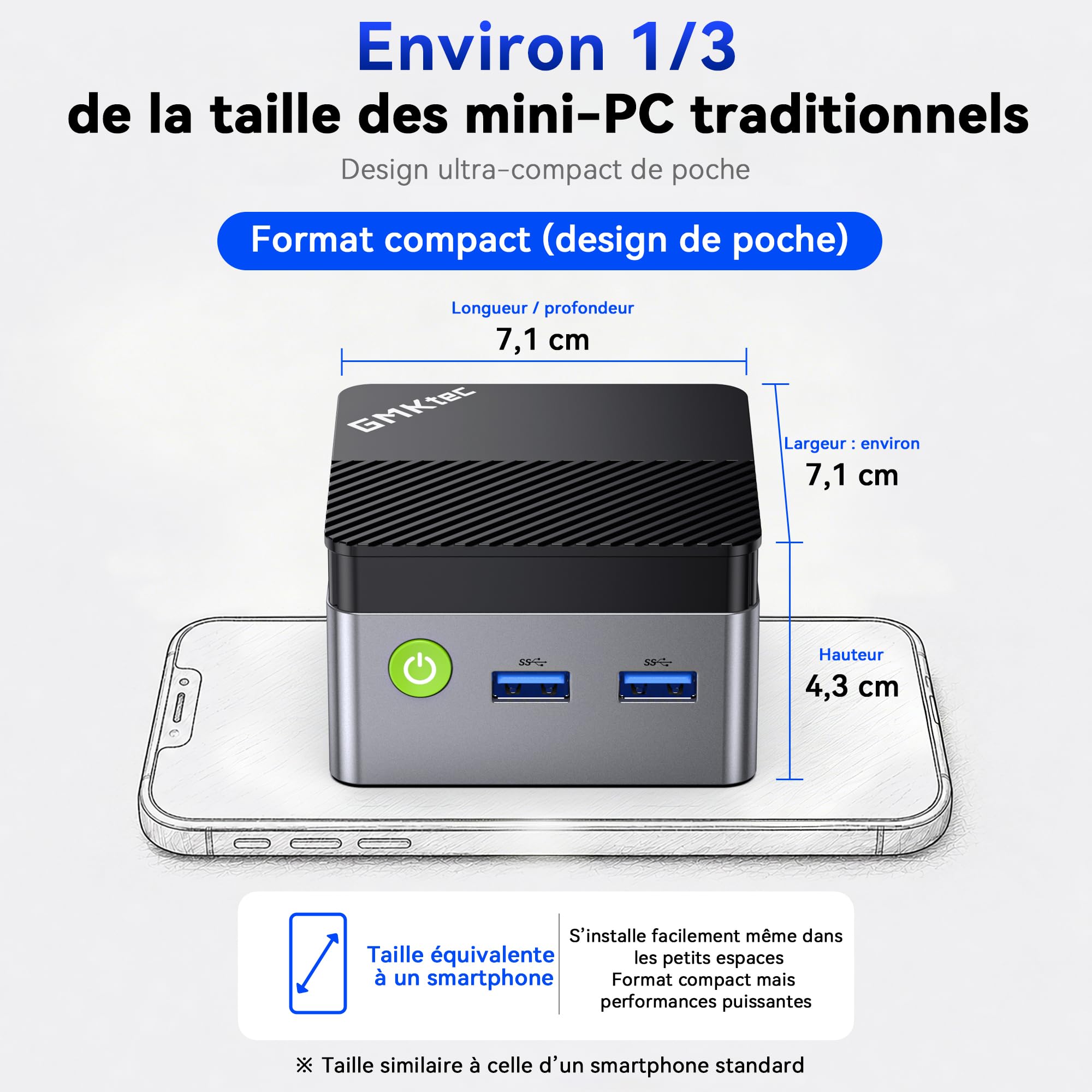 GMKtec G5S Mini PC, Intel N5095 hasta 3,6GHz,8GB LPDDR4, SSD de 128GB, 2*HDMI, Pantalla 4K, WiFi 6, Bluetooth 5.2, Gigabit Ethernet, 3 *USB 3.2, Micro SD, VESA para Empresas y oficinas domésticas