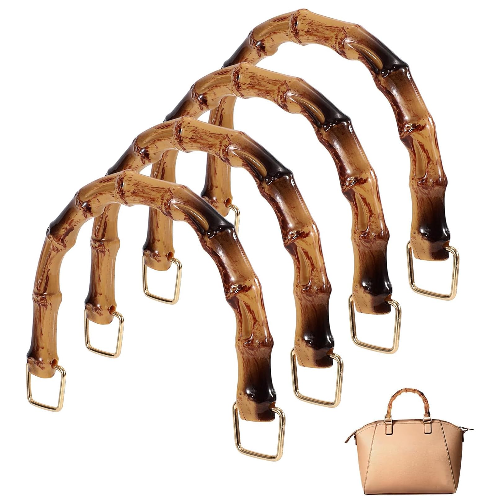 YSFVNP 4 PCS Handbag Handle Bamboo Bag Grip, U Shape Bamboo Joint Style Hand Bag Handles, for DIY Women Woven Tote Bag Making Craft Accessory