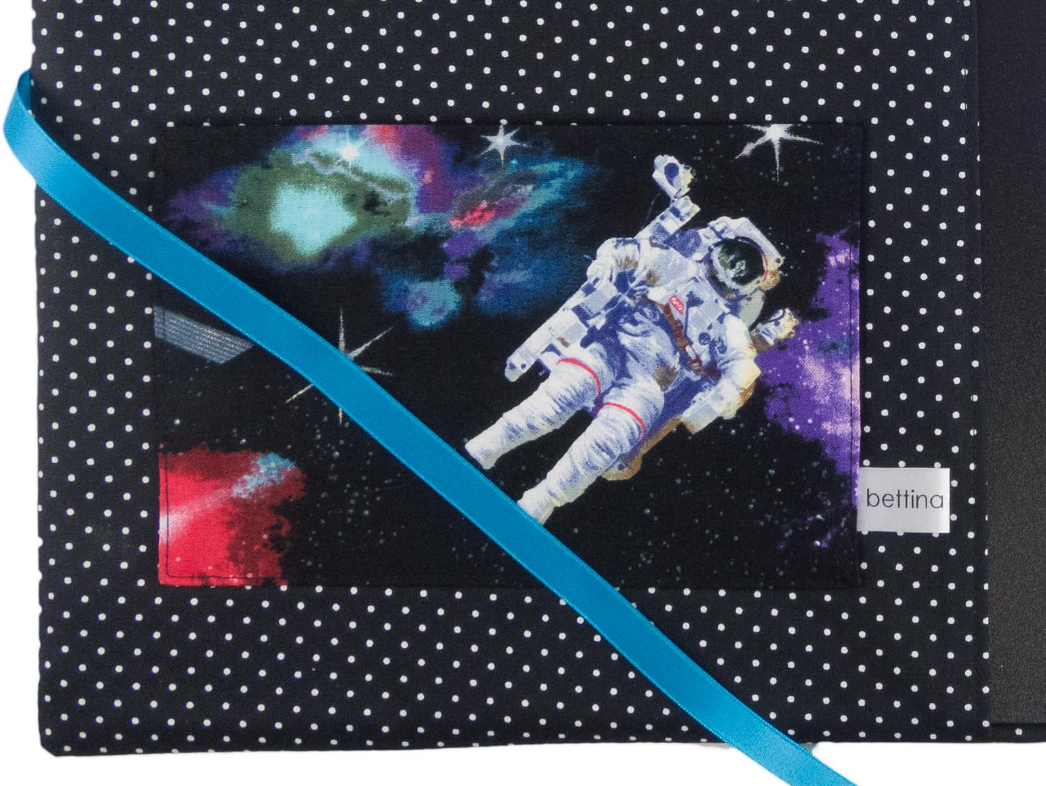 bettina bruder - Zeugnismappe DIN A4 - innen 30 Sichthüllen - Astronaut Weltraum Universum Kosmos Weltall schwarz bunt türkis