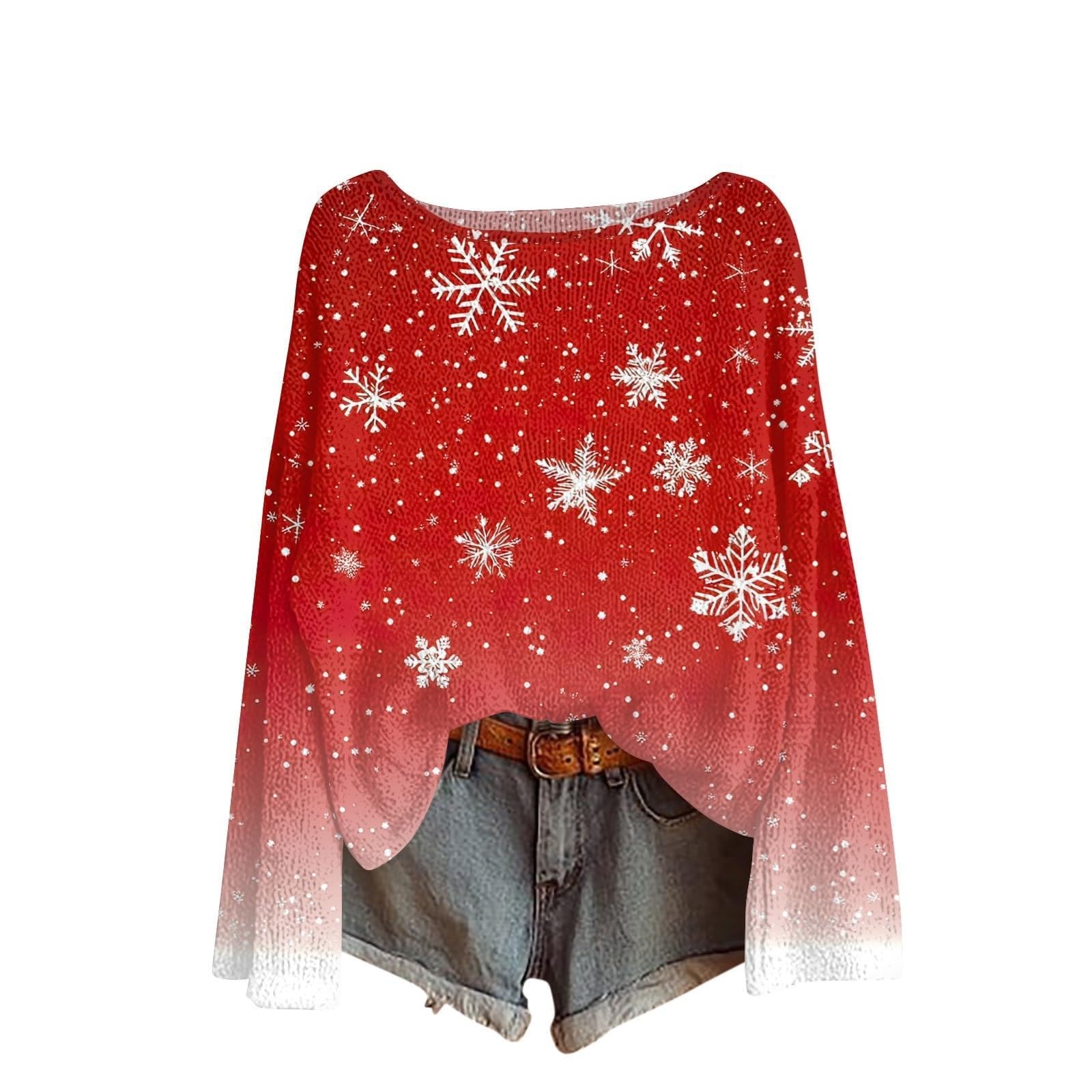 Christmas Sweaters for Women 2025 Boat Neck Imitation Sweater Pullovers Long Sleeve Boho Tops Xmas Holiday Clothes