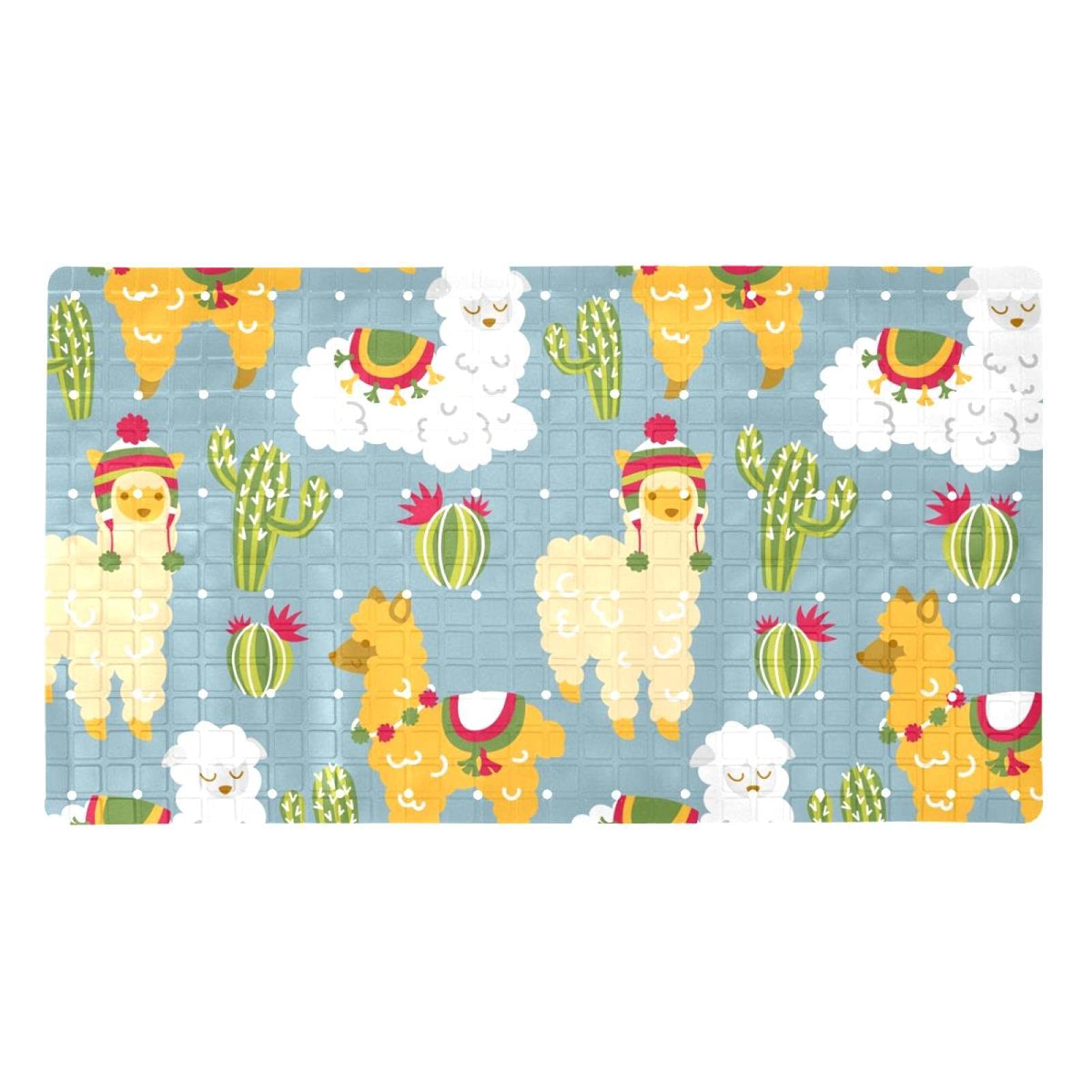 Tapis de bain antidérapant Bennigiry en alpaga mignon avec ventouses et trous de drainage