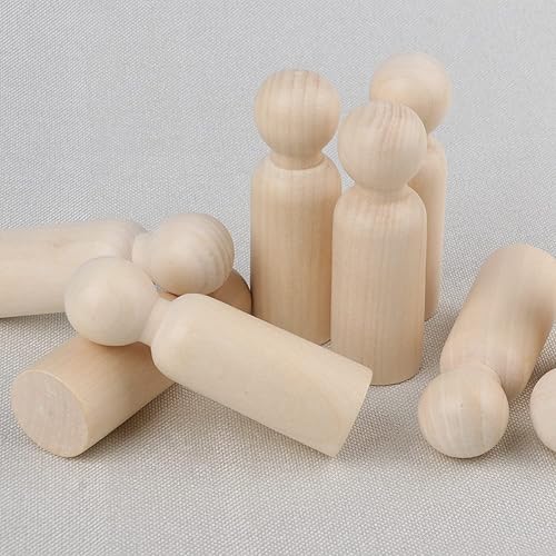 Miniatura 4 de GNIEMCKIN Peg People de madera de 3.5 pulgadas, 60 piezas, muñecas sin terminar en tamaños de estandarización, perfectas para arte y manualidades,