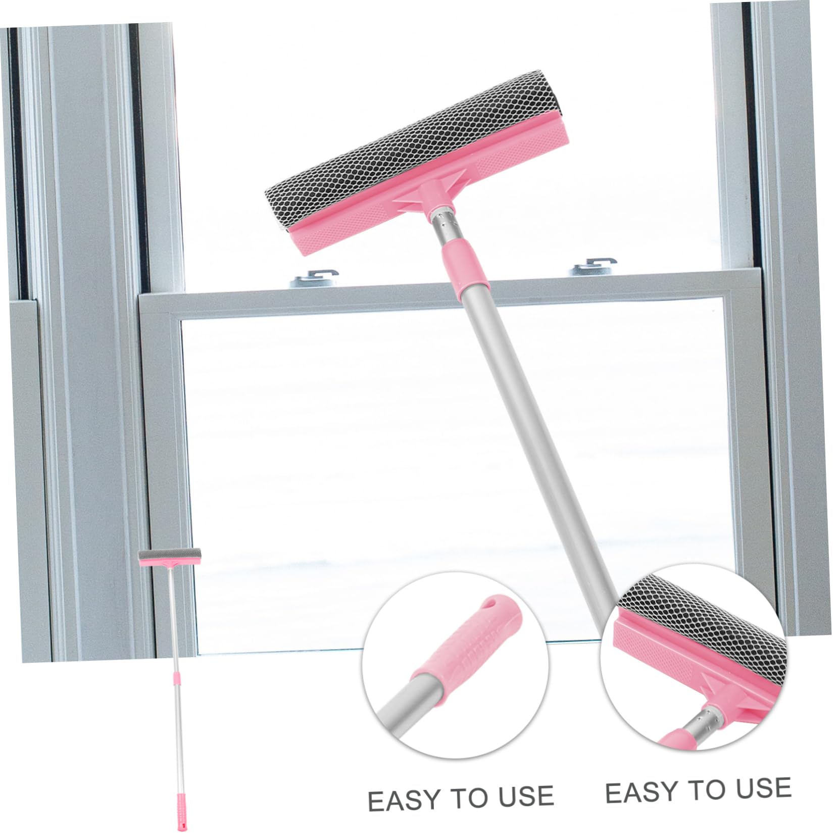 OUNONA Glass Dry Extendable Large Car Window Dust Windshield Window Scrubber Squeegee Window Washing Tool Professional Automotive Windows Brush Window Wiper Pink Plastic