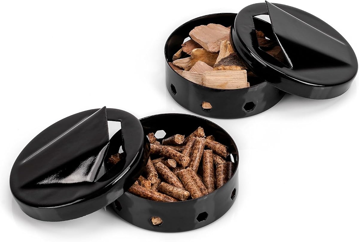 Smoker Box 2-Pack for Grill | Wood Chip Smoking Box, For Gas Grills, Electric Grills, Oven, Stovetop Use, Indoor/Outdoor BBQ, With Lid