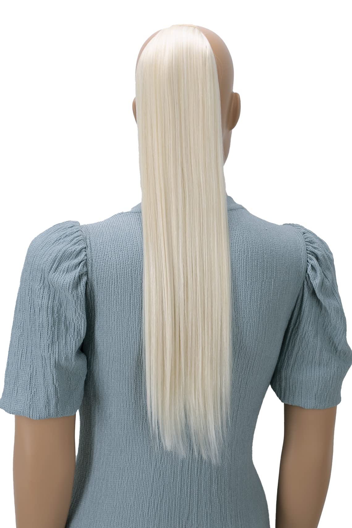 CAISHA 60cm Postizo Extensión De Cabello Cola De Caballo Trenza Con 2 Cintas Liso Rubio Blanco HC4