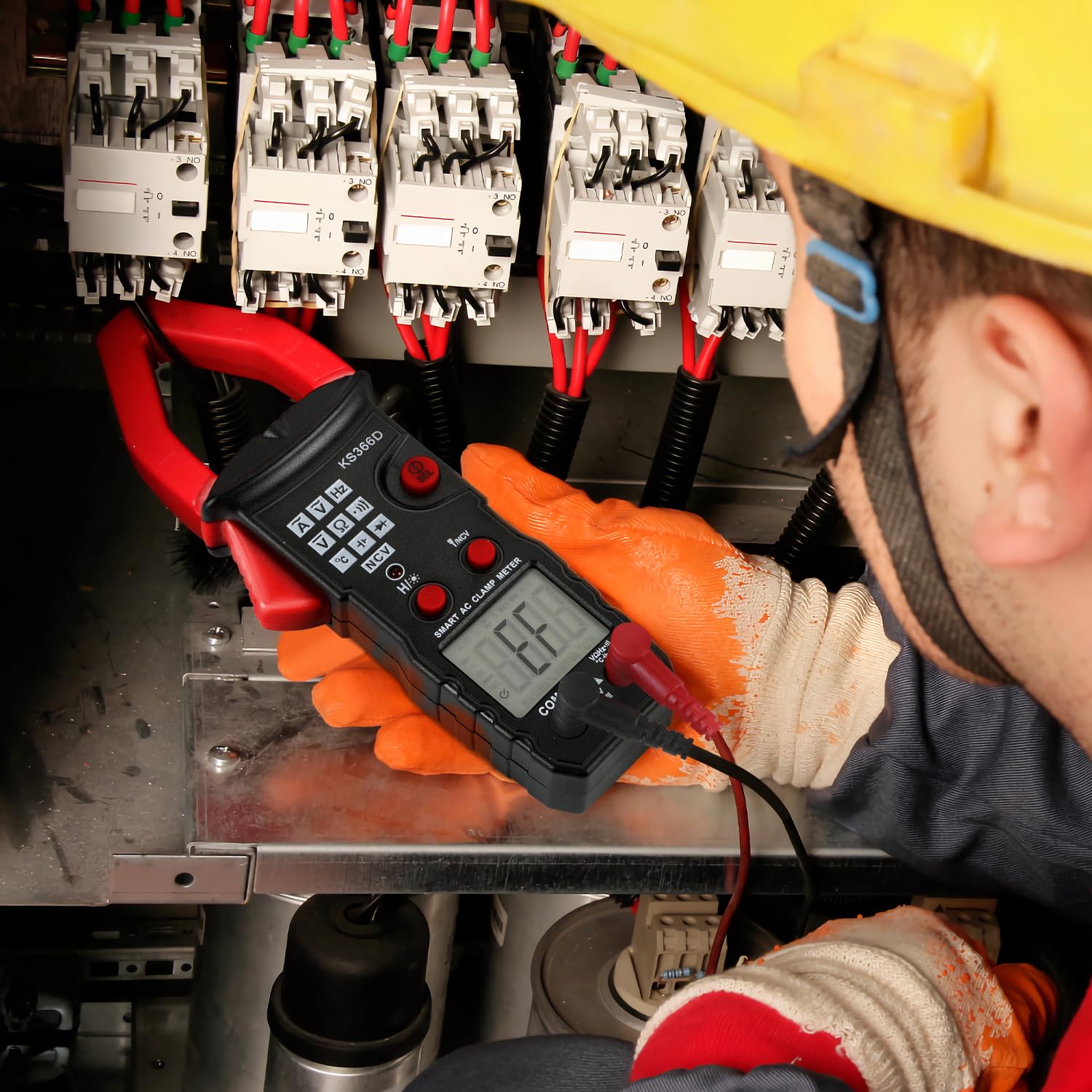 Stromzange, Strommesszange Digital Klemme AC/DC 600A, 6000 Counts TRMS Auto Range Multimeter, Amperemeter, Zangenamperemeter mit Taschenlampe Hintergrundbeleuchtung, NCV-Messung, Piepton-Erinnerung
