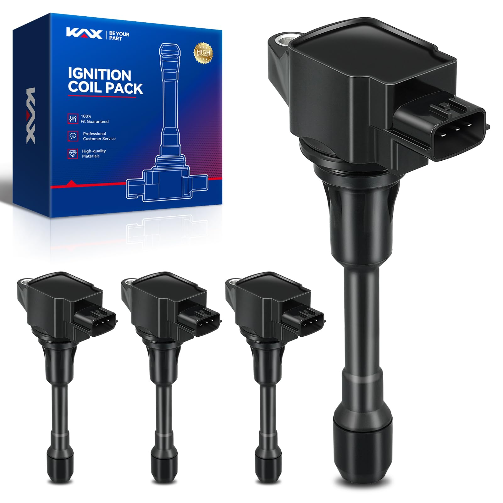 KAX Pack of 4 UF549 Ignition Coil Set for Nissan Altima 2007-2018 2.5L, Rogue 2008-2016, 2020, 2017-2019 2.5L, Sentra 2010-2016, 2018, 2007-2009 2.5L, 2017, 2019 1.8L, 2009 2.0L, UF549
