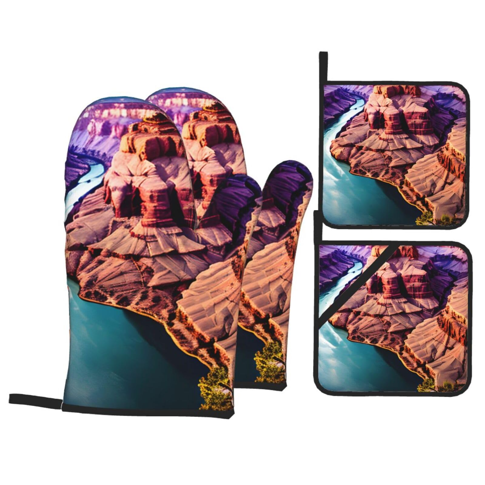 Gants de cuisine imperméables haute protection four et micro-ondes au motif Grand Canyon